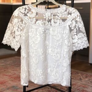 White Embroidered Lace Top LAUNDRY by Shelli Segal